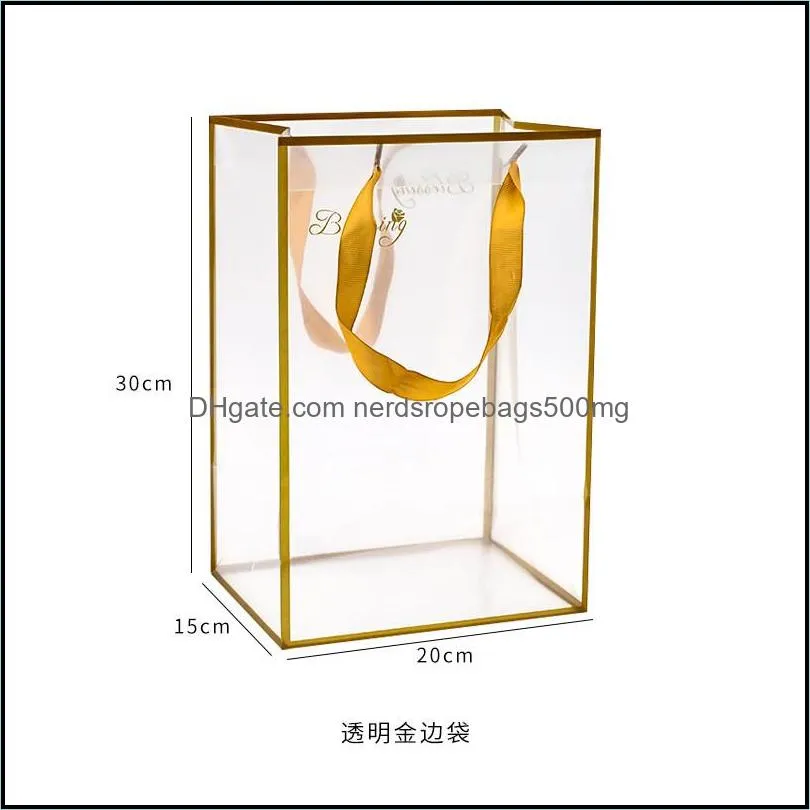 florist flower package bag clear pvc flower bouquet package bag with handle valentine day birthday day flower gift package pouch