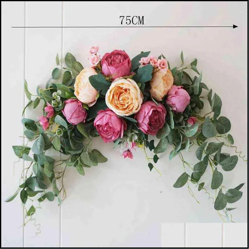 artificial wreath door threshold flower diy wedding home living room party pendant wall decor christmas garland gift rose 211101