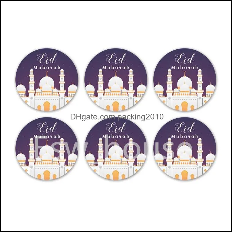 6pieces/sheet ramadan stickers muslim eid mubarak gift tag sticker kareem labels for eid al fitr party