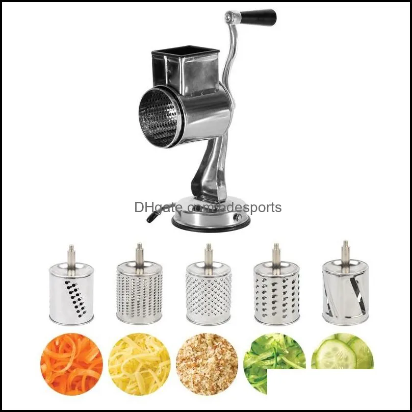 stainless steel cheese grater rotary chopper vegetable shredder salad slicer multiuse hand grater grinder 5 blades 243 s2