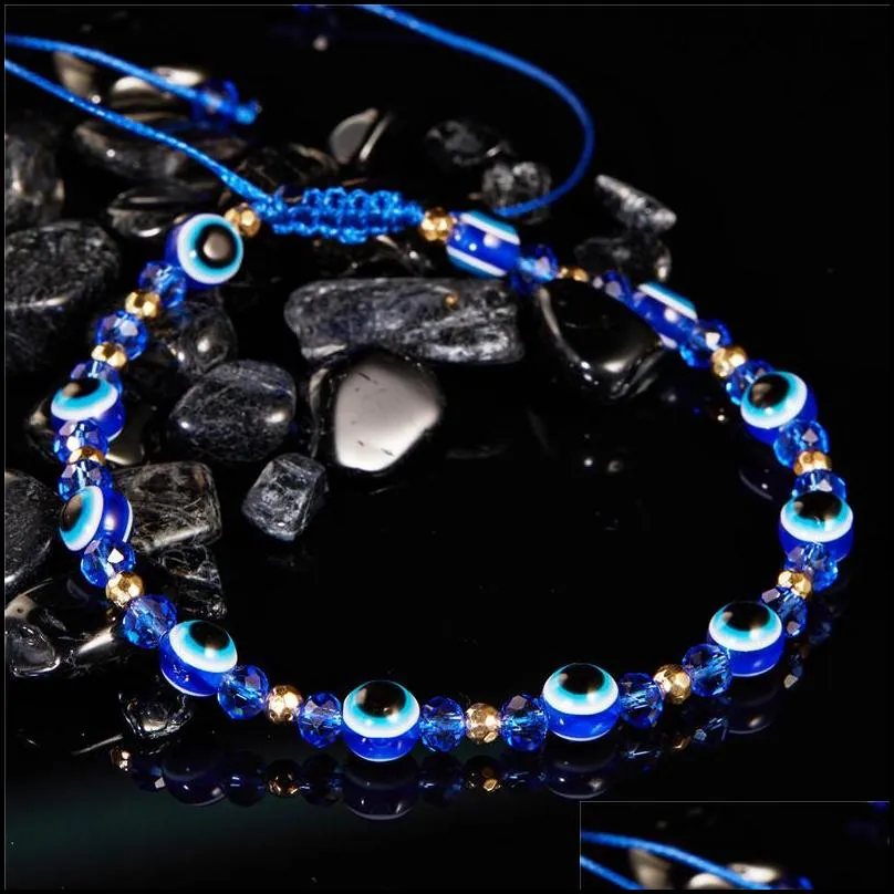 turkish evil blue eye beads bracelet handmade braided rope chain colorful couple crystal beads bracelets