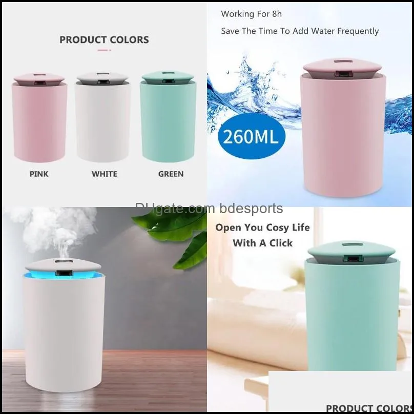 3 color backlight humidifiers vehicle usb water supply instrument small mute humidification machine refresh air plastic 10 3lf
