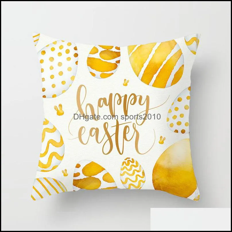 happy easter pillowcase easter bunny egg decorative cushion cover cartoon rabbit print pillow cover for sofa car home decor 45x45cm