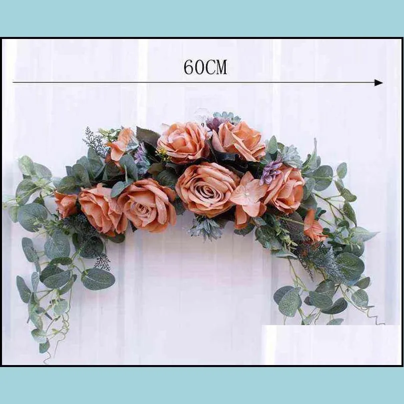 artificial wreath door threshold flower diy wedding home living room party pendant wall decor christmas garland gift rose 211101