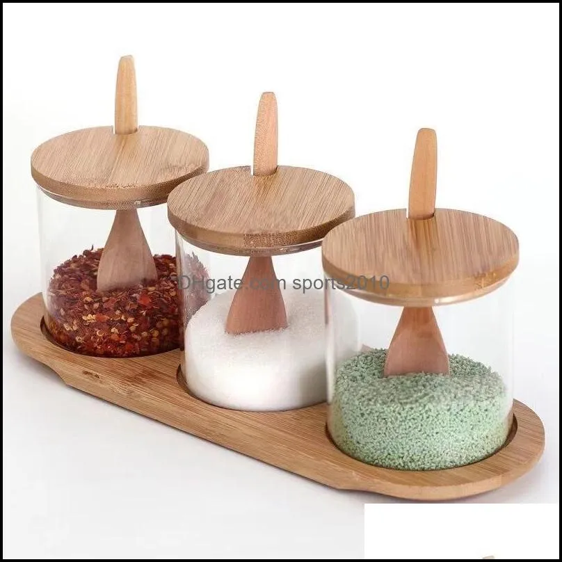 heat resisting food savers glass high borosilicate seasoning can wood base non slip with wooden spoon and lids 20xl q2