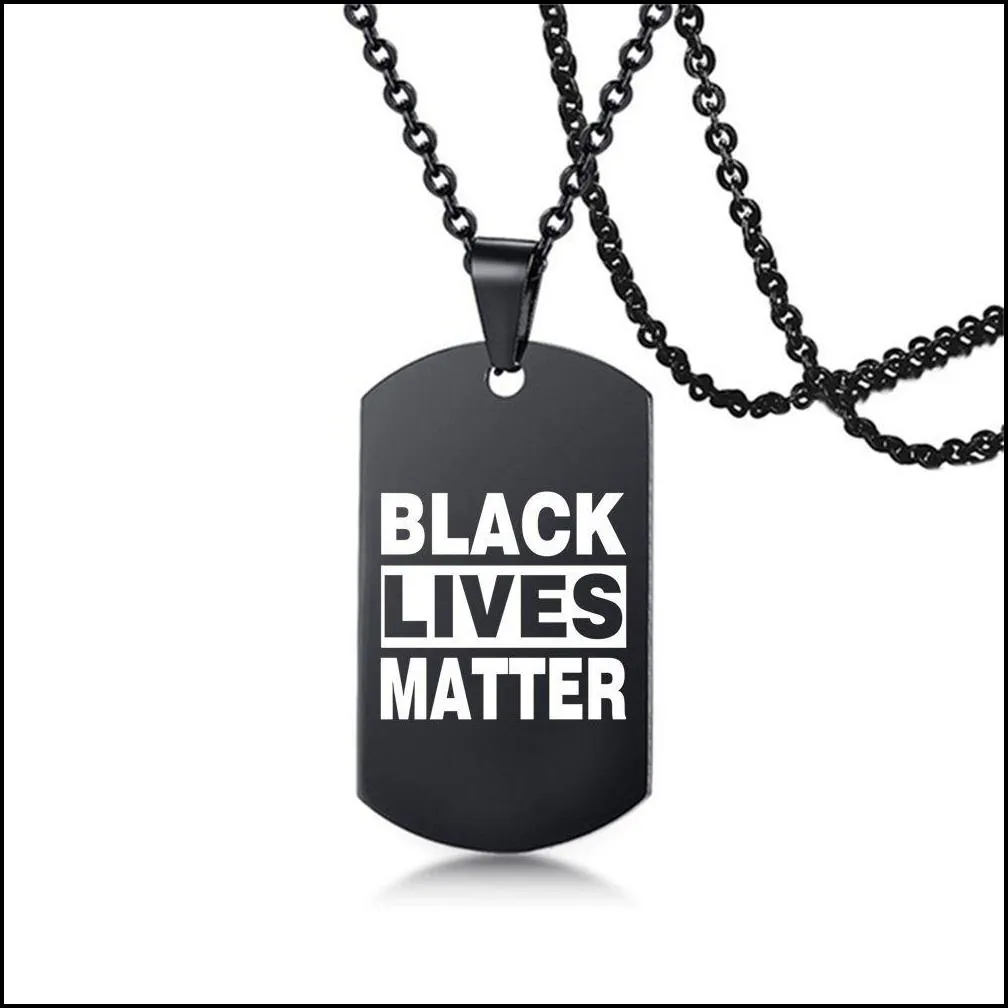 fashion black lives matter necklace protest black military brand necklace hiphop stainless steel pendant necklace