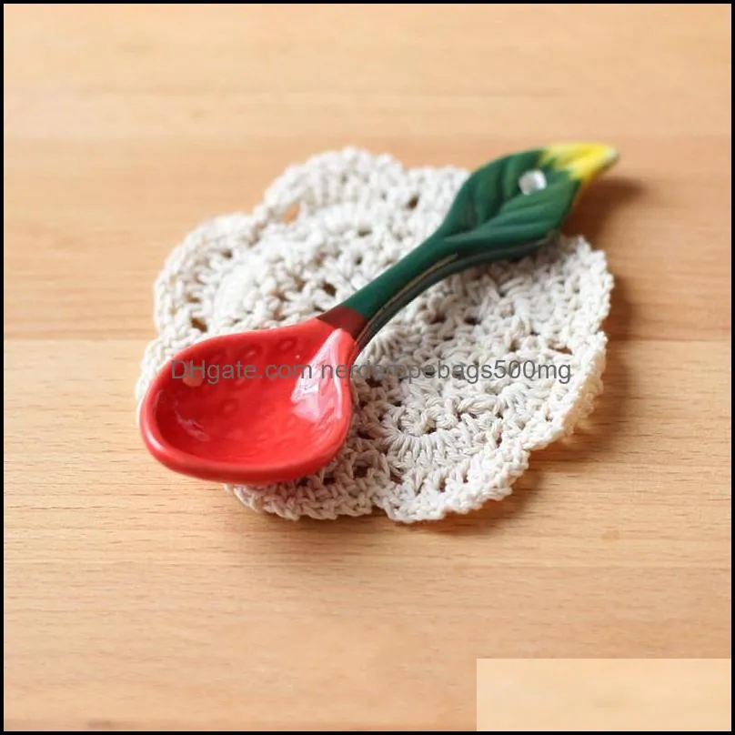 ceramic coffee stirring spoon korean style household tableware dessert watermelon lemon pineapple fruit design ceramic spoon