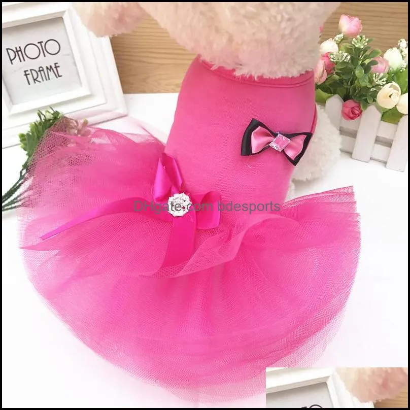 summer pet clothes bow dress dog dress for small dog princess wedding skirt luxury clothing for dog soft lace 595 s2