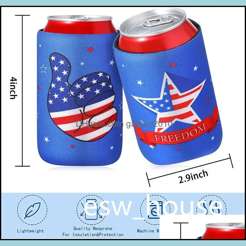 independence day cola beer can insulator sleeve july 4th collapsible bottle neoprene drink cooler sleeves party supplies