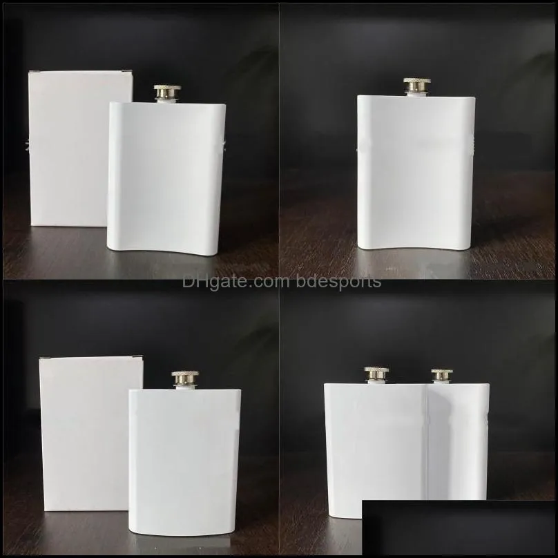 8oz white hip flask stainless steel sublimation blank pot diy pocket mini outdoor camping wine bottles drinkware new arrival 12 5bw g2