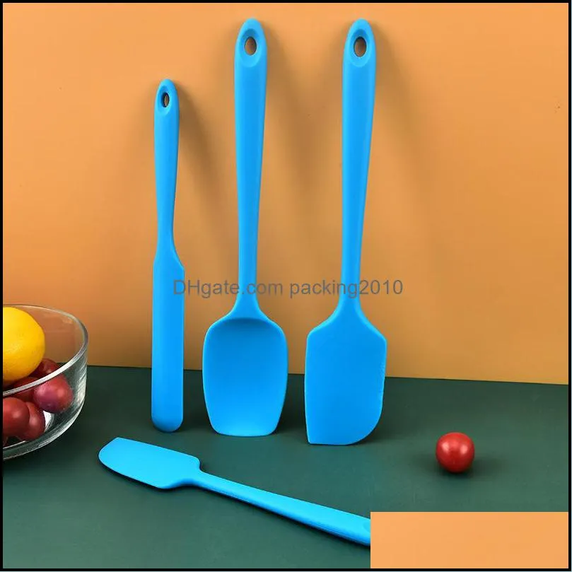 4pcs/set food grade silicone rubber spatula set kitchen nonscratch baking cooking rubber spatulas kit