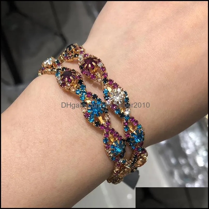 bangle fashion gold sparkling rhinestone bracelet crystal charm for women wedding party jewelry bracelets girlsbanglebangle