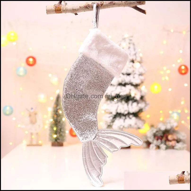 mermaid xmas gift socks mermaid tail shape christmas kids gifts stocking mermaid sequins xmas stocking sack