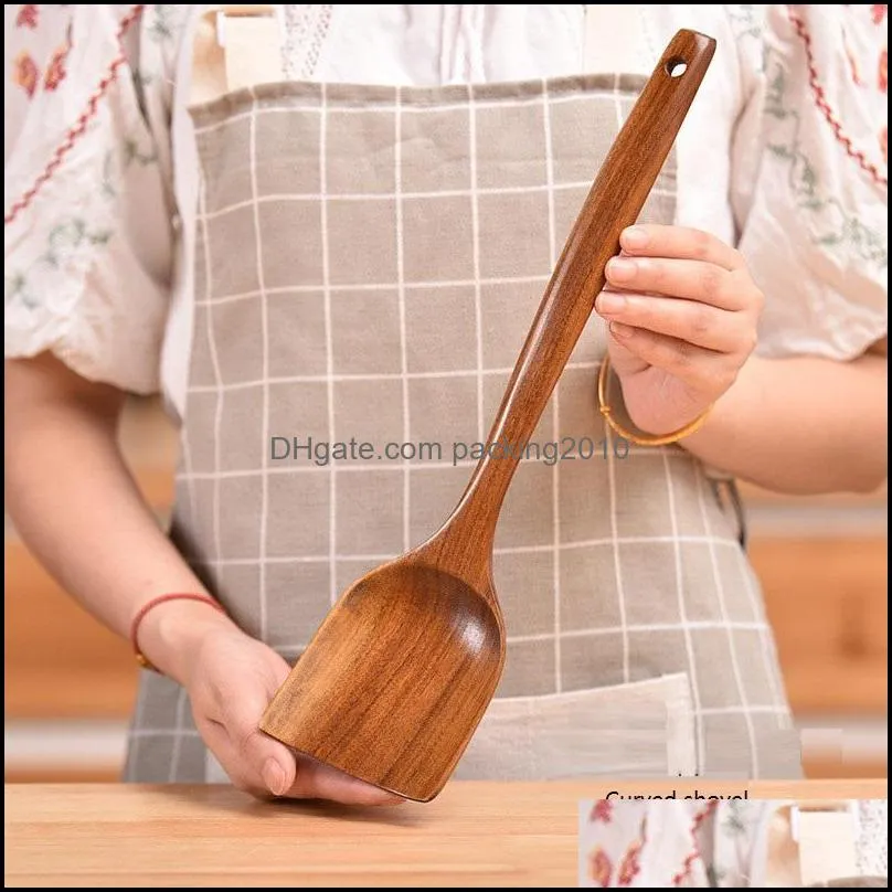 wooden ramen soup spoons japanese kitchen spatula teakwood wooden frying rice seasoning spoons nonstick pan spatula