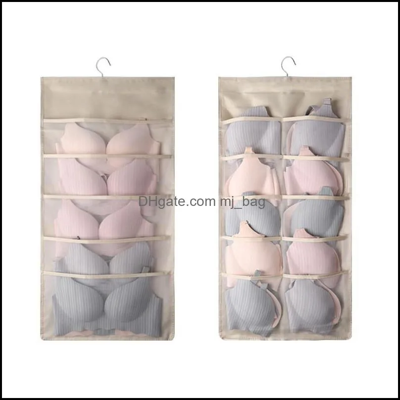 women underwear socks hanging bag double sided wardrobe closet bra storage nonwoven bag home clothes organizer 12/18/24 pockets