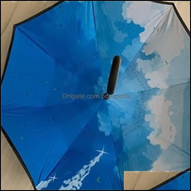 latest high quality and low price windproof folding doublelayer inverted antiumbrella selfreversing rainproof ctype hook hand 287