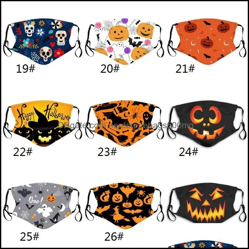 halloween pumpkin printed face masks 3d halloween skull pm2 5 protective face masks washable reusable cloth masks with adjustable