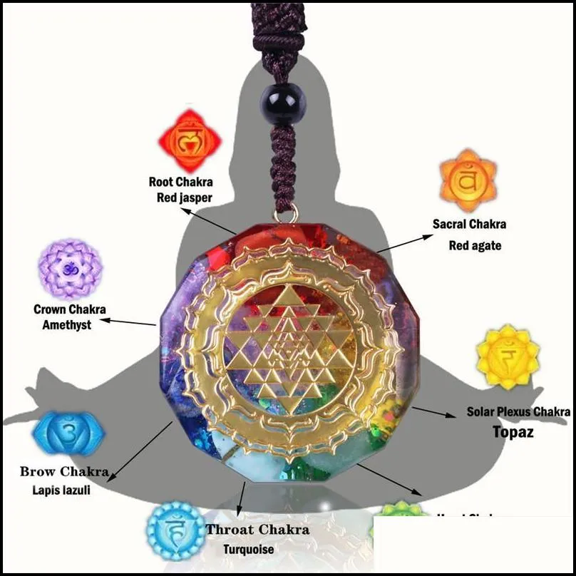 pendant necklaces 3pcs orgonite sri yantra necklace sacred geometry chakra energy meditation jewelry278w