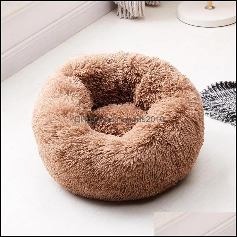 cute pet cat calming bed round nest dog bed warm soft plush comfortable for sleeping 50cm 453 v2