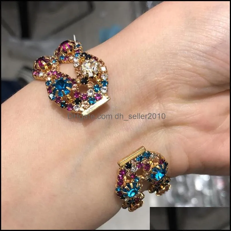 bangle fashion gold sparkling rhinestone bracelet crystal charm for women wedding party jewelry bracelets girlsbanglebangle