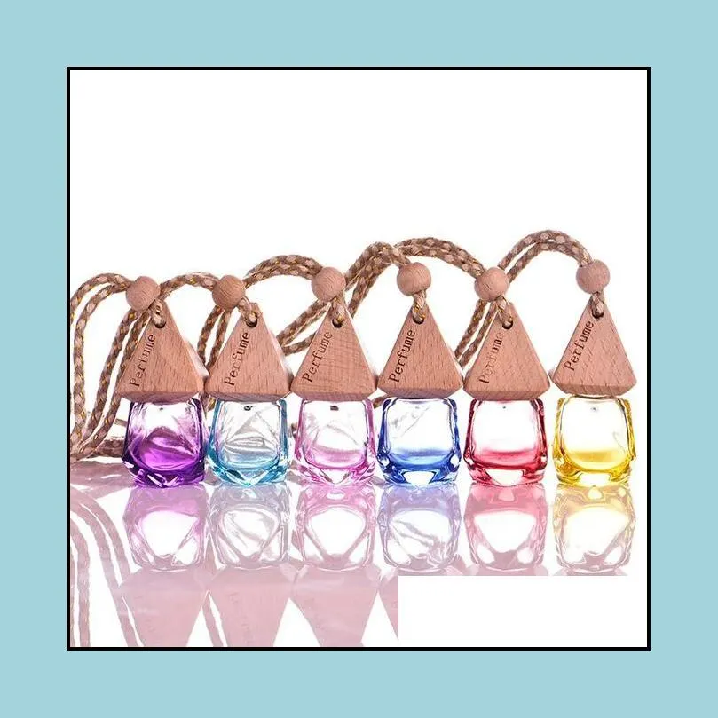 car perfume bottle pendant essential oil diffuser diamond colored bag clothes ornaments air freshener pendants empty glass bottles