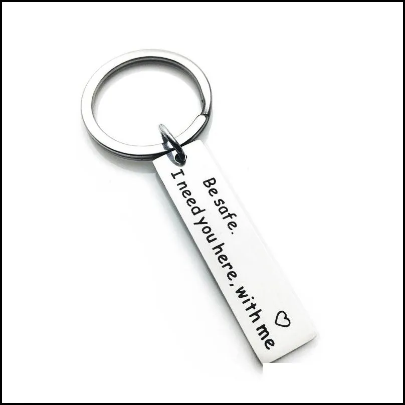 personalized engraved keychain drive safe i need you here with me key chain couples keychains for hunsband boyfriend jewelry gifts