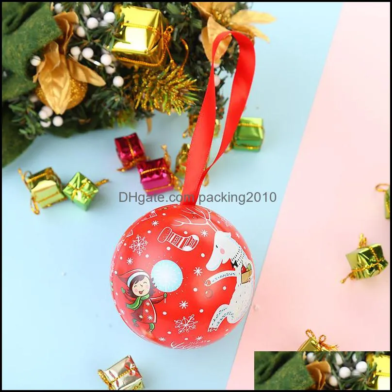 christmas ball candy box tinplate round ball xmas hanging decoration candy small gift storage ball box