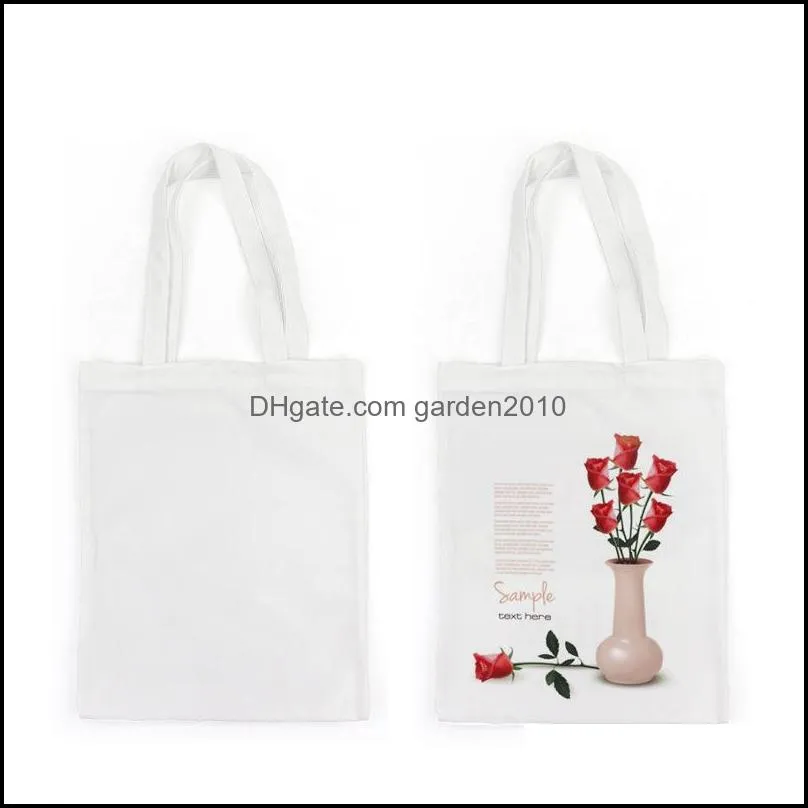 blank sublimation bag diy white polyester cotton fabric shoulder bags heat transfer printing tote bags for grocery