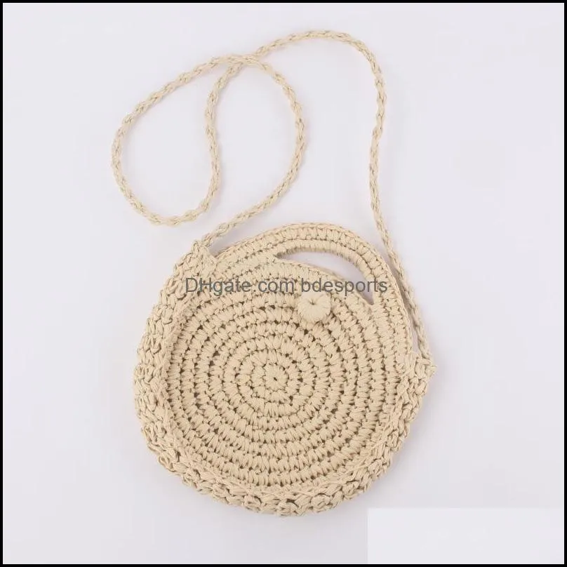 womens fashion casual straw retro mini round bag shoulder bag rattan woven round handbags knitted messenger crossbody beach hot 597