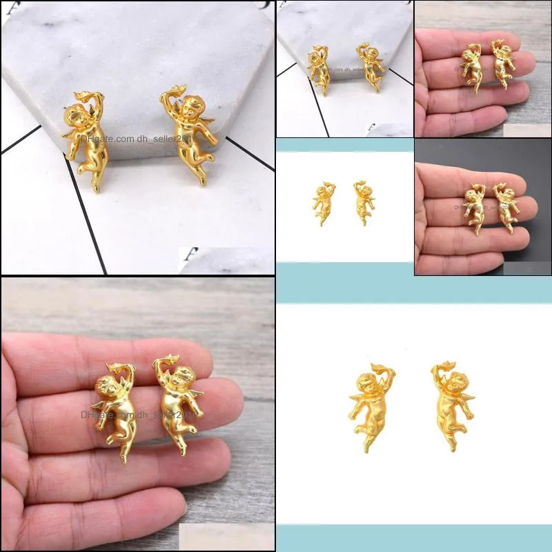 stud 3d angel earrings cupid baroque rococo for women girls