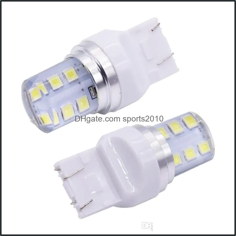 2pcs 7443 t20 auto strobe flash led bulb 2835 12 smd blink silicone shell 12 chips cold white color 580 w21/5w car light
