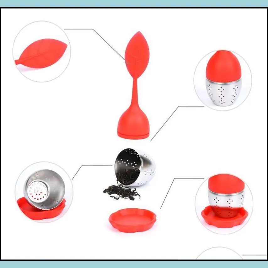 silicone tea infusers food grade filter creative stainless steel 8 colors kitchen necessities