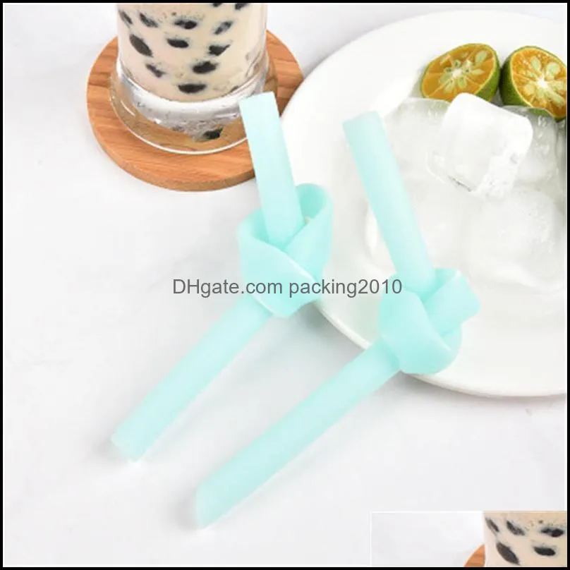 silicone straw set portable food grade silicone straw with cleaning brush reusable milk juice bubble tea silicone drinking straws set