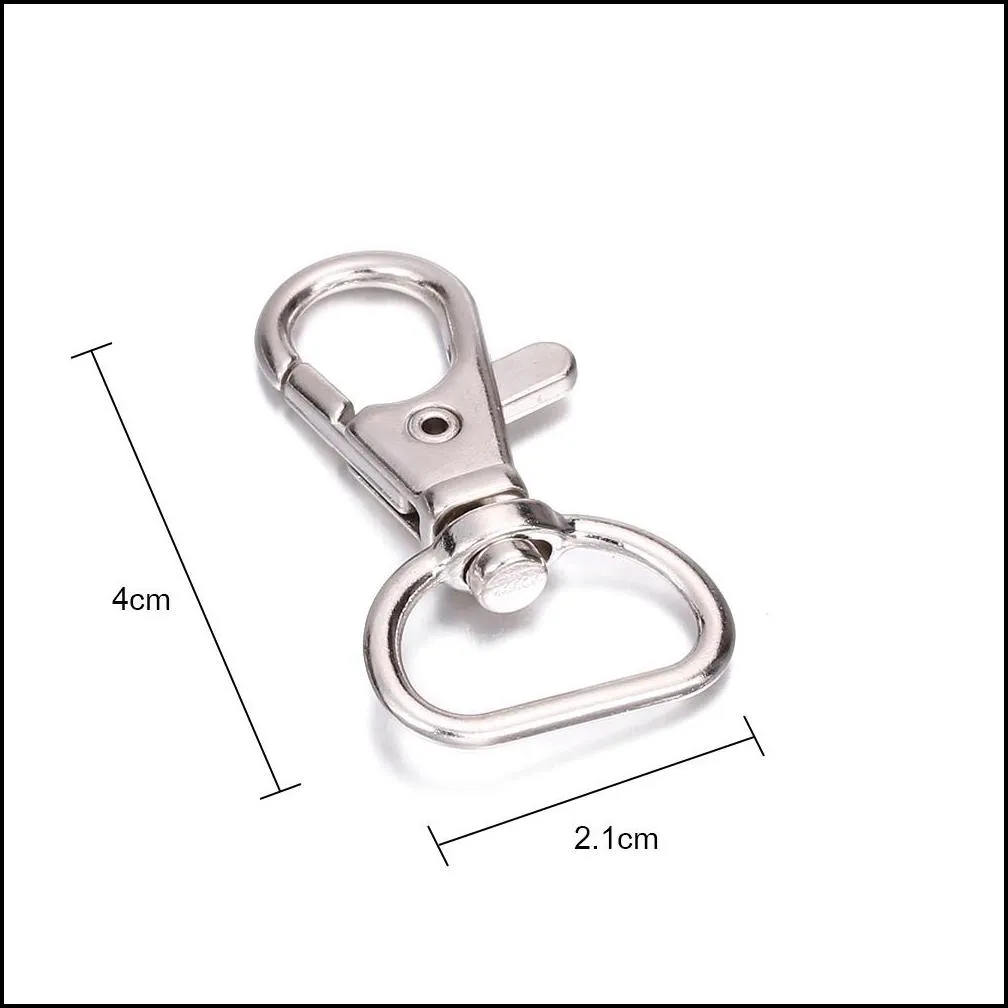 10pcs/ lot keychain lobster swivel clasps for key ring metal keychain hook craft key rings diy key chain accessories
