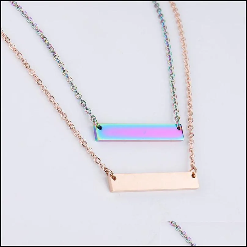 high quality stainless steel blank bar necklaces 5 colors geometric square bar pendant necklace pendants diy customize jewelry