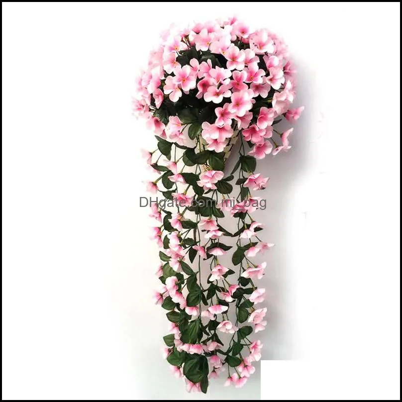 violet artificial flower wall hanging simulation violet orchid fake silk vine flowers wedding party home garden balcony decoration