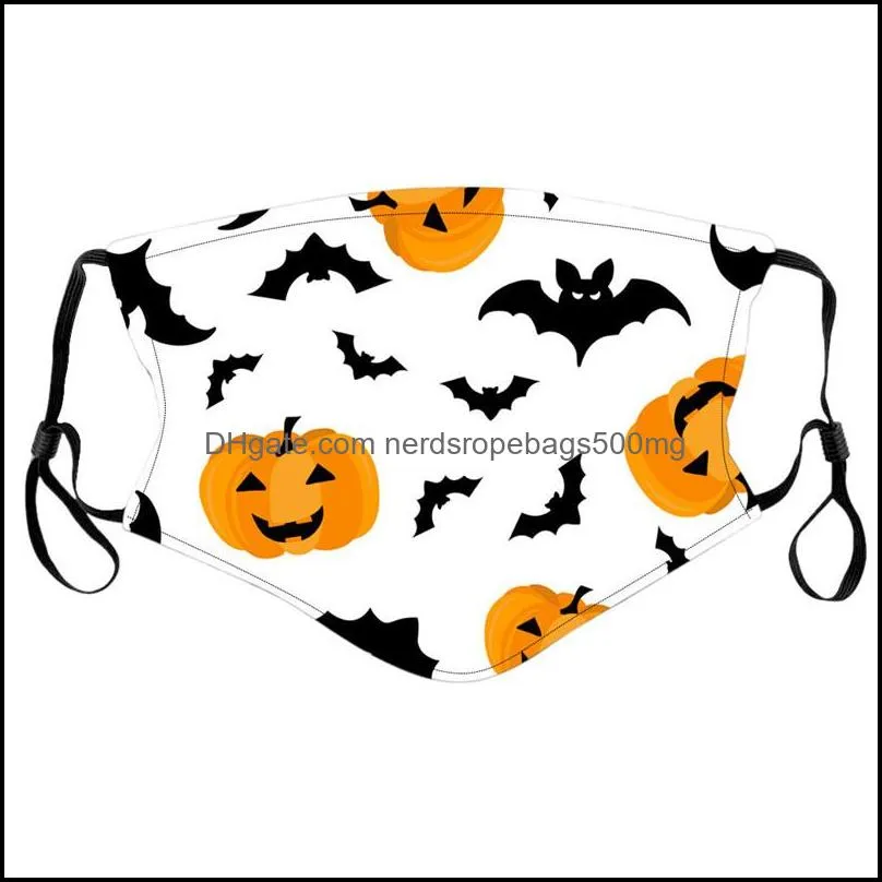 halloween pumpkin printed face masks 3d halloween skull pm2 5 protective face masks washable reusable cloth masks with adjustable