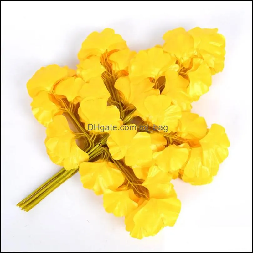 artificial ginkgo biloba fake ginkgo biloba festival photo props silk artificial leaf branch stem wedding garden decoration