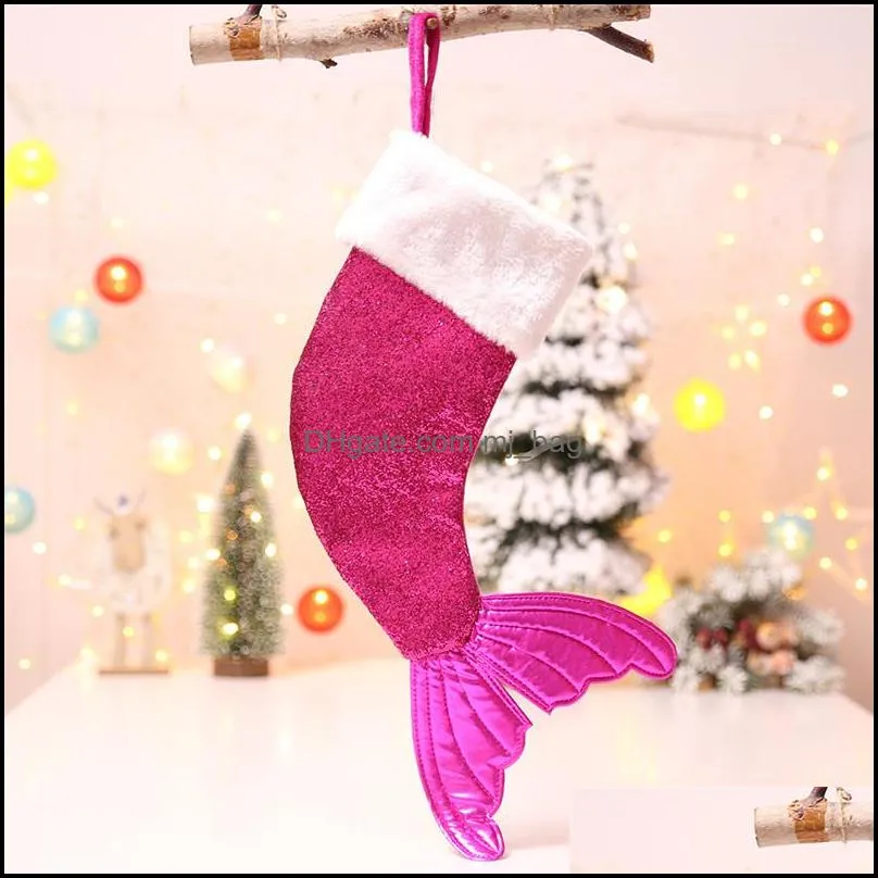 mermaid xmas gift socks mermaid tail shape christmas kids gifts stocking mermaid sequins xmas stocking sack