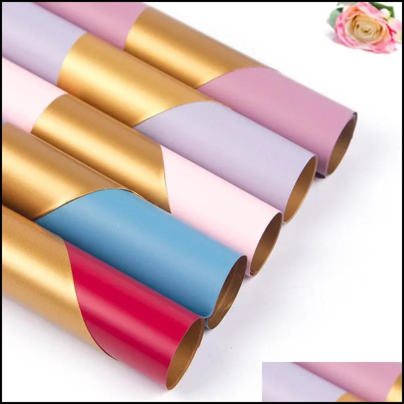 other arts and crafts 20pcs/pack golden flower wrapping paper pearlescent film material light luxury twocolor wholesale