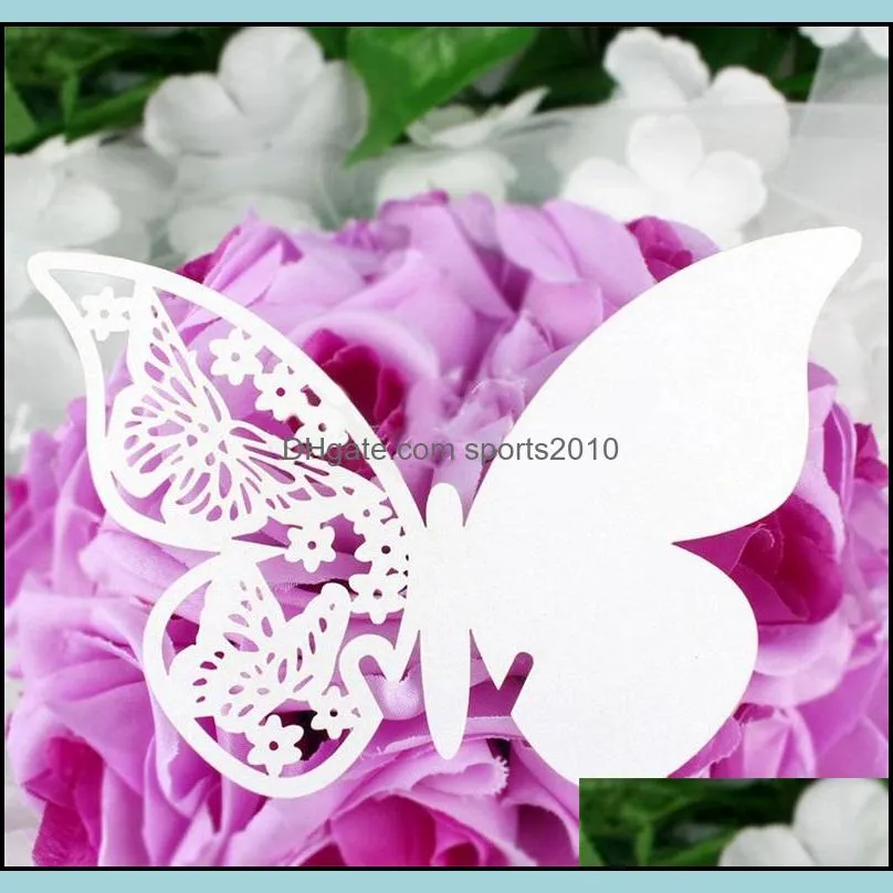 wholesale cup paper place seating wedding for wine glass favors home escort party butterfly card decor card party decorations nupdd 1499