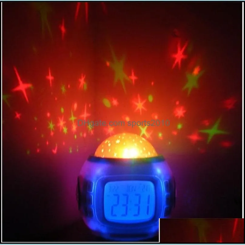 originality starry sky projection clock colorful blue screen personality digital alarm clock music lamps home decorate new arrival 19xj