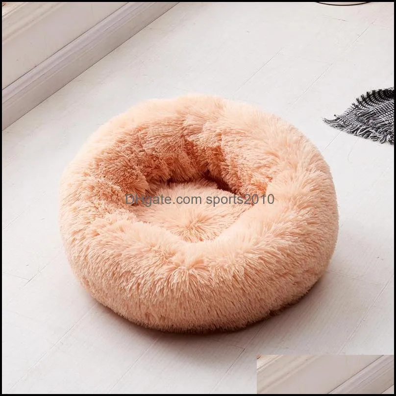 cute pet cat calming bed round nest dog bed warm soft plush comfortable for sleeping 50cm 453 v2