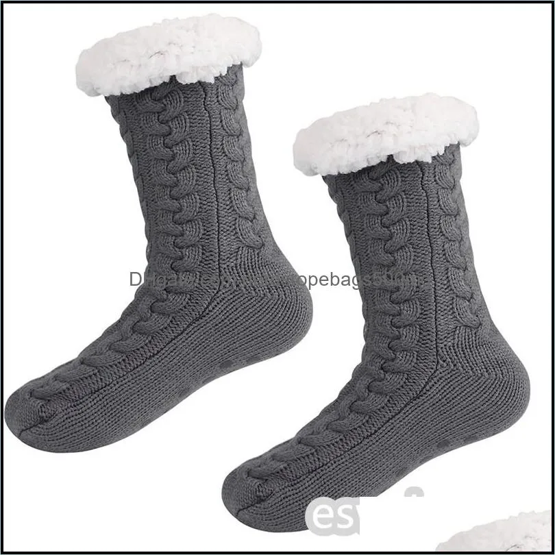christmas floor socks autumn and winter fleece warm antislip home stocking for adult size 3542cm