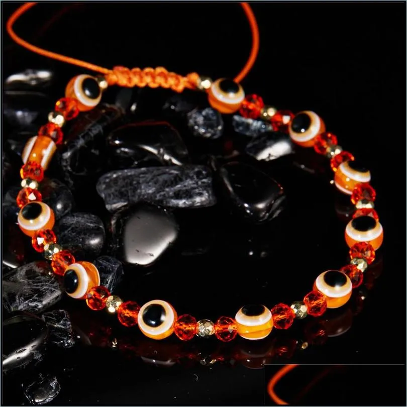 turkish evil blue eye beads bracelet handmade braided rope chain colorful couple crystal beads bracelets