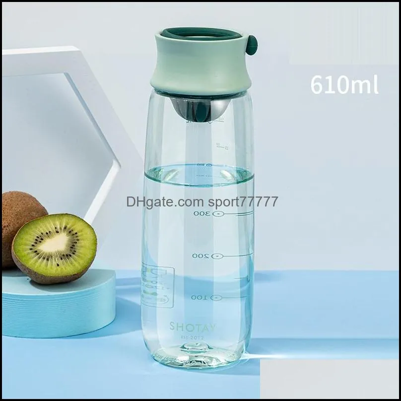 460ml 600ml plastic water bottle with infuser portable leakproof outdoor camping sports drinkware bottles
