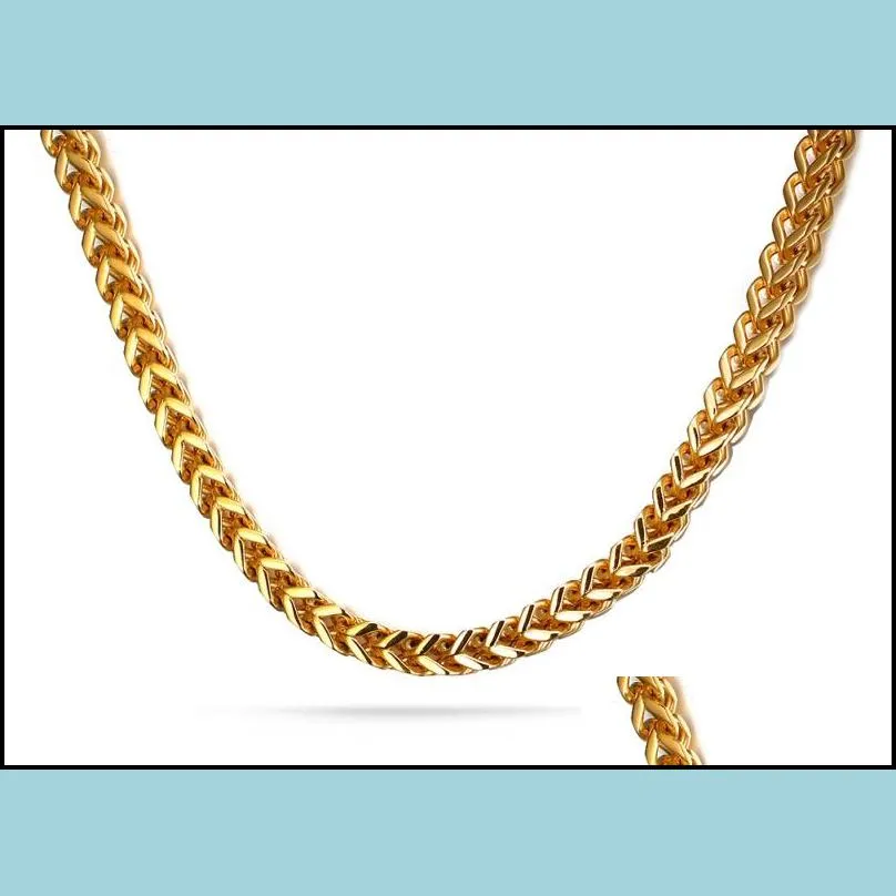 fashion men stainless steel chains double layer link chain necklace high polished punk style 18k gold plated necklaces for men239t