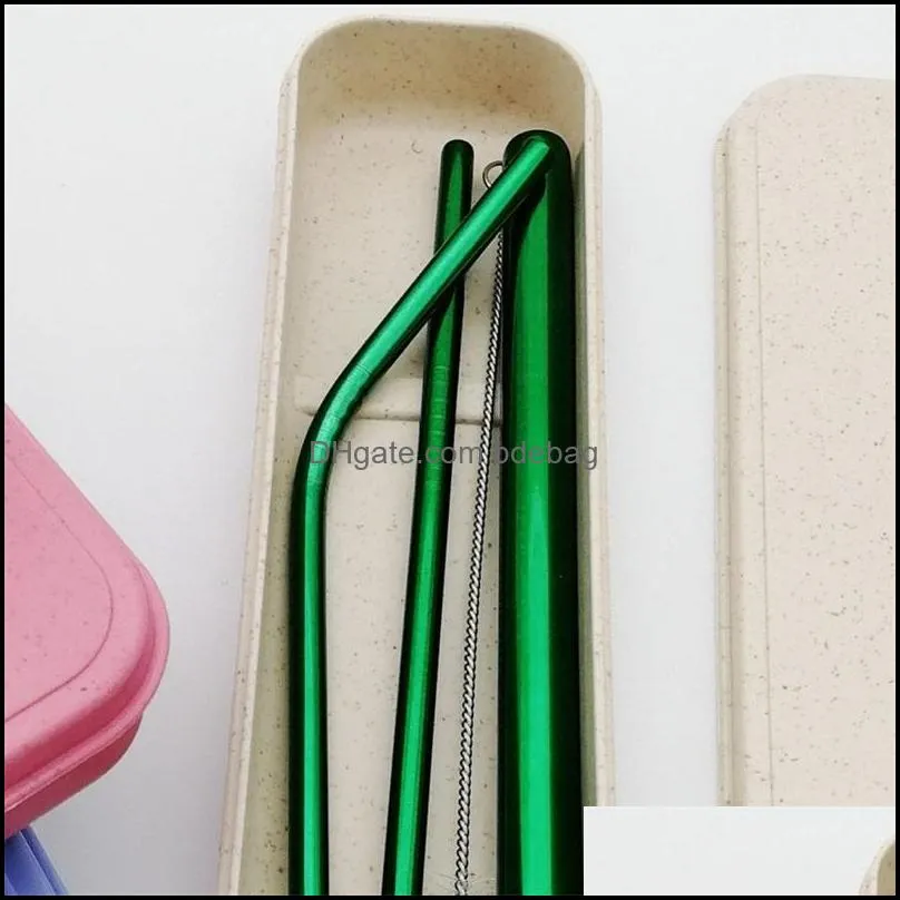 straight curved milk tea straw stainless steel coffee festival gift drinks straws originality with brush set arrival 7 5qx10 f2