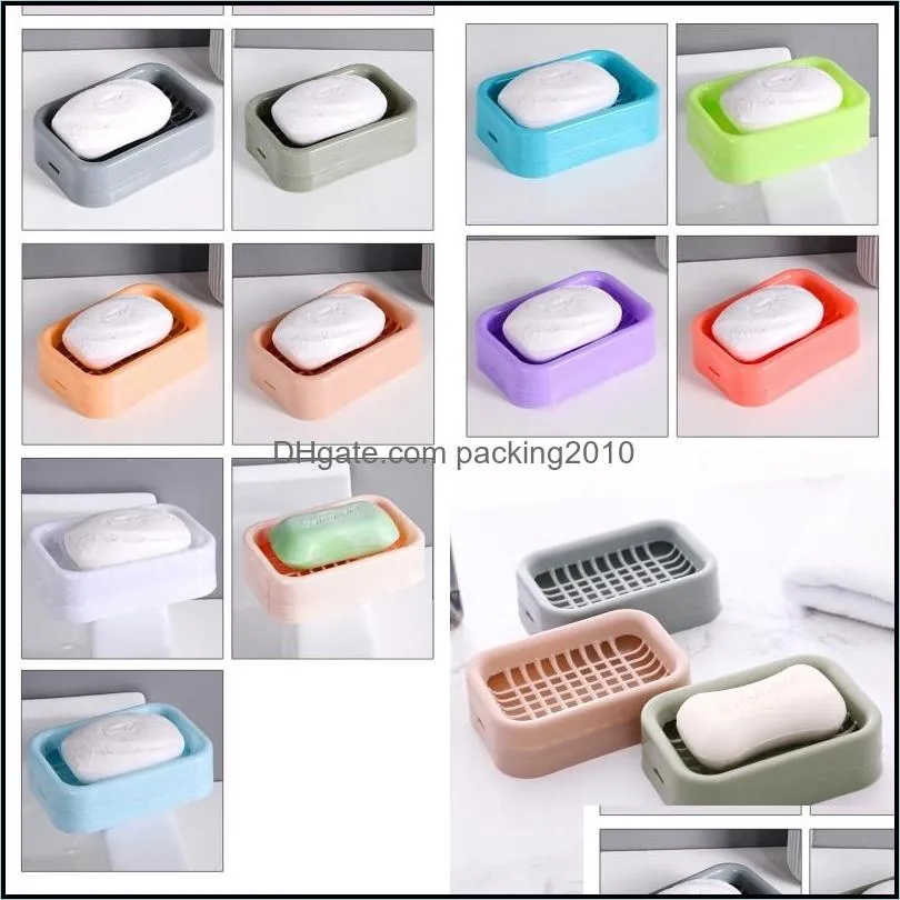 draining plastic soap holder double deck creative soaps rack box shower room storage 0 55nh q2