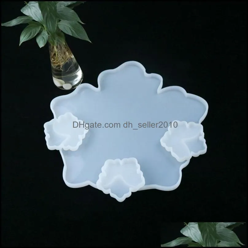 flower shape silicone coaster mold trinket dish molds resin casting clear flexible silicone diy epoxy resin craft supplies